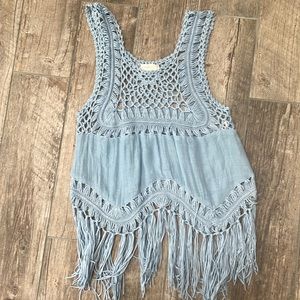 dreamers by debut blue boho fringe top